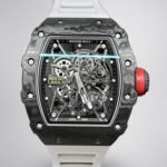 Swiss Richard Mille RM 35-02 RAFA Replica Watch White Rubber Strap Skeleton Dial