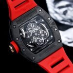 Swiss Replica Richard Mille RM 57-03 Dragon Skeleton Dial, Carbon Fiber Case, Red Rubber Strap Luxury Watch - Image 9