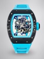 Best Replica RICHARD MILLE RM 55 – Swiss Movement Super Clone with Carbon Case & Blue Rubber Strap