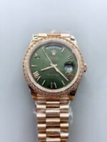 Rolex Day Date Presidential 18K Rose Gold Watch 40MM – Olive Green Dial(1:1Super Clone）