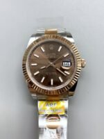 Rolex Datejust 41MM Two Tone Rose Gold Plating Brown Dial Watch(1:1Super Clone )