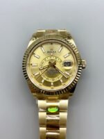 Rolex Sky-Dweller REF# 336935 Gold Dial Watch in Yellow Gold 904L Steel Case （1:1Super Clone）