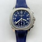 Patek Philippe Aquanaut 5968 Chronograph Steel Casing Blue Dial Watch(1:1 Super Clone)