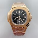 Patek Philippe Nautilus 5980/R Rose Gold 904L Steel Case in Black Dial (1:1Super Clone)