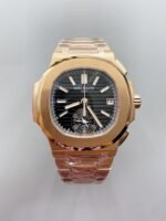 Patek Philippe Nautilus 5980/R Rose Gold 904L Steel Case in Black Dial (1:1Super Clone)
