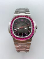 Patek Philippe Nautilus 5711 Black Dial 904L Steel with Rubies Bezel(1:1Super Clone)