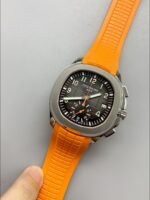 Patek Philippe Aquanaut 5968 Chronograph Steel Casing Orange Strap Watch(1:1 Super Clone) - Image 3