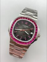 Patek Philippe Nautilus 5711 Black Dial 904L Steel with Rubies Bezel(1:1Super Clone) - Image 2