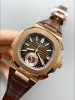 Patek Philippe Nautilus 5980/R Chronograph Rose Gold on 904L Steel Case in Brown Dial (1:1Super Clone) - Image 2