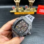 Swiss Richard Mille RM 11 Replica – 49mm Carbon Case, Skeleton Dial, Grey Rubber Strap - Image 4
