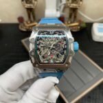 Luxury Replica Richard Mille RM 35-03 Rafael Nadal Skeleton Dial Blue Strap Watch For Men - Image 4