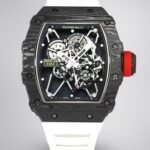 Top Swiss Replica Richard Mille RM35-01 – Carbon Fiber Case & White Rubber Strap