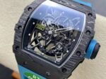 Replica Richard Mille RM 35-02 Swiss NTPT Carbon Fiber Case, Blue Rubber Strap Watch - Image 9