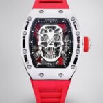 Best Swiss Replica RICHARD MILLE RM 52 Tourbillon Super Clone Watch – Skull Skeleton Dial, Red Strap