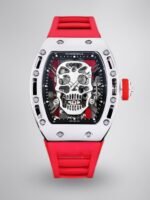 Best Swiss Replica RICHARD MILLE RM 52 Tourbillon Super Clone Watch – Skull Skeleton Dial, Red Strap