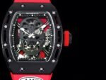 Replica Richard Mille RM052 Titanium Skeleton Tourbillon Watch with Red Rubber Strap - Image 3