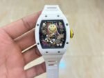 Best Richard Mille RM 88 Smiley Replica Swiss Automatic Tourbillon Watch with White Rubber Strap - Image 3