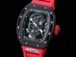 Replica Richard Mille RM052 Titanium Skeleton Tourbillon Watch with Red Rubber Strap - Image 4