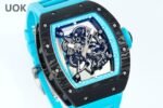 Best Replica RICHARD MILLE RM 55 – Swiss Movement Super Clone with Carbon Case & Blue Rubber Strap - Image 5