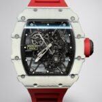 Richard Mille RM 35-01 Replica Rafael Nadal White Carbon Case Red Strap Watch | Swiss Movement, Skeleton Dial