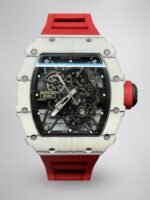 Richard Mille RM 35-01 Replica Rafael Nadal White Carbon Case Red Strap Watch | Swiss Movement, Skeleton Dial
