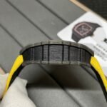 Swiss Replica Richard Mille RM 12-01 Tourbillon Watch – Bold Yellow Fabric Strap, Carbon Fiber Barrel Case, Skeleton Dial - Image 7