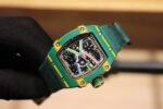 Best Replica Richard Mille RM 67-02 Skeleton Dial Watch With Green Fabric Strap - Image 3