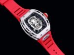 Best Swiss Replica RICHARD MILLE RM 52 Tourbillon Super Clone Watch – Skull Skeleton Dial, Red Strap - Image 4