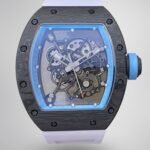 Replica Richard Mille RM055 NTPT Carbon Fiber Light Blue Skeleton Dial Super Clone Watch