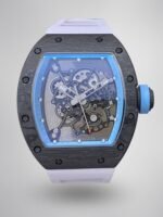 Replica Richard Mille RM055 NTPT Carbon Fiber Light Blue Skeleton Dial Super Clone Watch