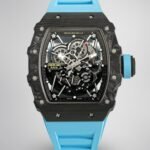Replica Richard Mille RM 35-02 Swiss NTPT Carbon Fiber Case, Blue Rubber Strap Watch