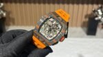 Swiss Replica Richard Mille RM 11-03 McLaren Watch – Carbon Fiber Skeleton Chronograph with Striking Orange Rubber Strap - Image 3