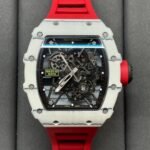 Richard Mille RM 35-01 Replica Rafael Nadal White Carbon Case Red Strap Watch | Swiss Movement, Skeleton Dial - Image 4