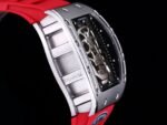 Best Swiss Replica RICHARD MILLE RM 52 Tourbillon Super Clone Watch – Skull Skeleton Dial, Red Strap - Image 5