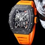 Swiss Super Clone Richard Mille RM 35-01 with NTPT Carbon Fiber Case, Orange Silicone Strap - Image 6