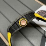 Swiss Replica Richard Mille RM 12-01 Tourbillon Watch – Bold Yellow Fabric Strap, Carbon Fiber Barrel Case, Skeleton Dial - Image 8