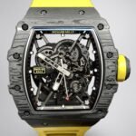 Swiss Replica Richard Mille RM 35-02 Watch For Men – Skeleton Dial, Yellow Rubber Strap, Luxury Sport Design