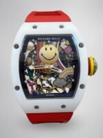 Richard Mille RM 88 Smiley Automatic Tourbillon Watch Replica, Red Rubber Strap