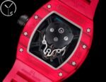 Best Richard Mille RM52-01 Replica - Red Rubber Strap, Skeleton Dial, Swiss Tourbillon, Carbon Fiber Case - Image 3