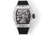 Replica Richard Mille RM 38-02 Pink Themed Crystal Skeleton Tourbillon Black Rubber Strap Watch - Image 3