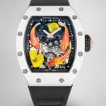 Replica Richard Mille RM S10 Koi Tourbillon Watch with Black Leather Strap