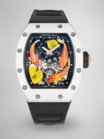 Replica Richard Mille RM S10 Koi Tourbillon Watch with Black Leather Strap