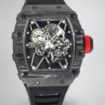 Richard Mille RM 35-01 Rafael Nadal Replica Swiss Watch – Skeleton Dial, NTPT Carbon Case, Black Rubber Strap