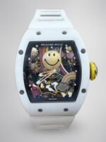 Best Richard Mille RM 88 Smiley Replica Swiss Automatic Tourbillon Watch with White Rubber Strap