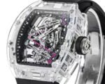 Replica Richard Mille RM 38-02 Pink Themed Crystal Skeleton Tourbillon Black Rubber Strap Watch - Image 5