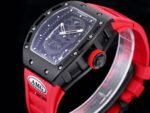 Replica Richard Mille RM052 Titanium Skeleton Tourbillon Watch with Red Rubber Strap - Image 6
