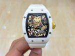 Best Richard Mille RM 88 Smiley Replica Swiss Automatic Tourbillon Watch with White Rubber Strap - Image 2