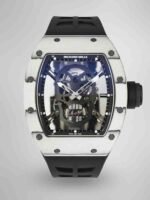 Best Swiss Replica Richard Mille RM52 Skull Tourbillon Watch with Rubber Strap