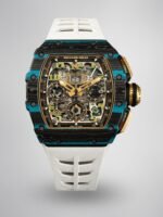 Richard Mille RM 11-03 Replica Watch Turquoise Quartz TPT White Strap Flyback Chronograph