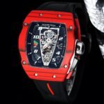 Luxury Sport Replica Richard Mille RM 40-01 Red Carbon Fiber Case Watch With Black Rubber Strap - Image 5